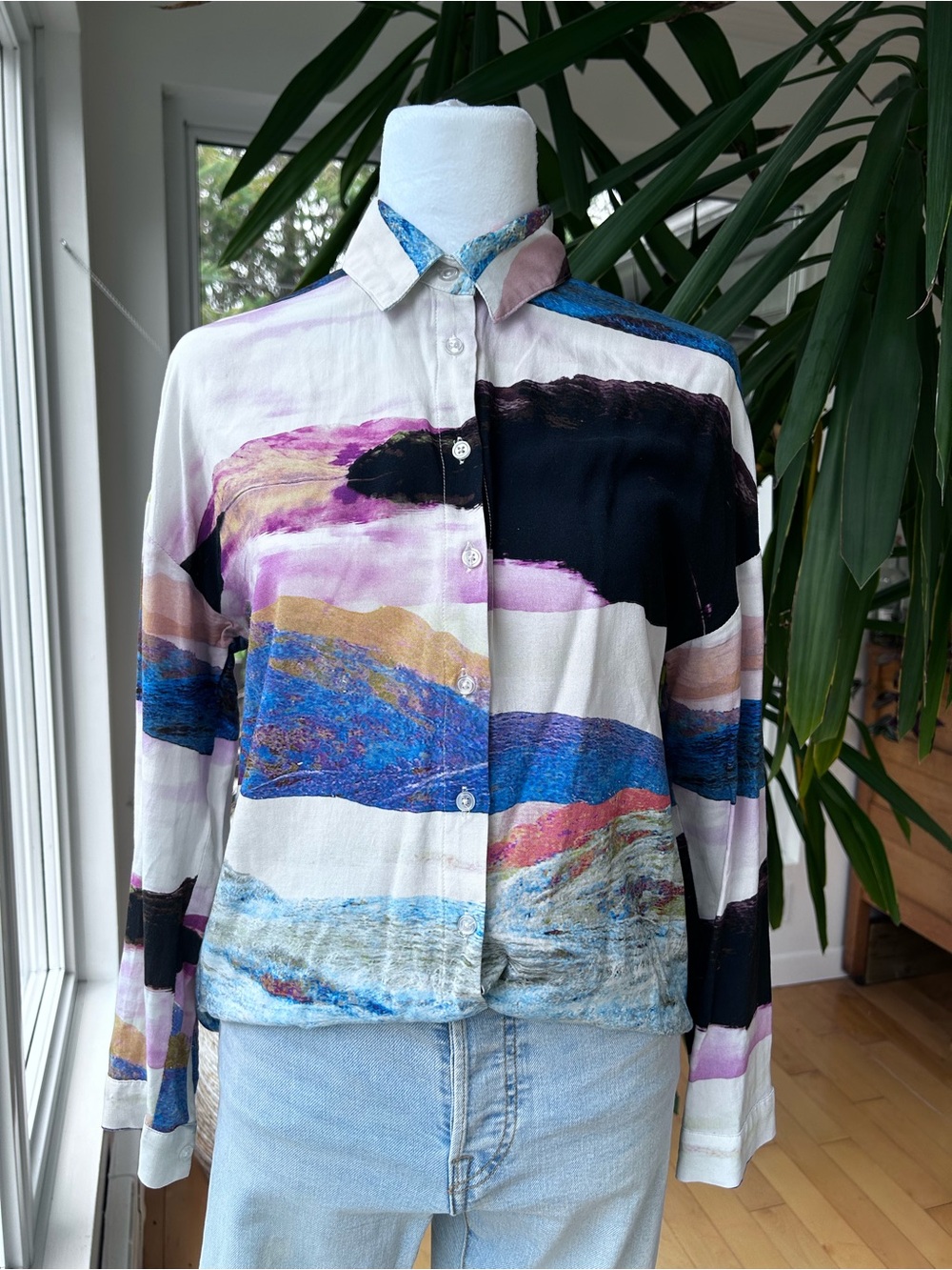 twik Multicolor Abstract Print Button-Up Top
